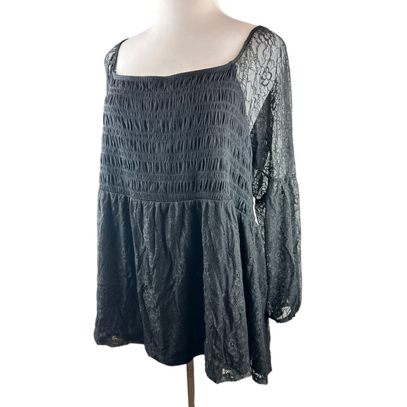 NWT Torrid Babydoll Stretch Lace Smocked Bodice Square Neck Top Sweetheart 5 5X - Picture 2 of 12